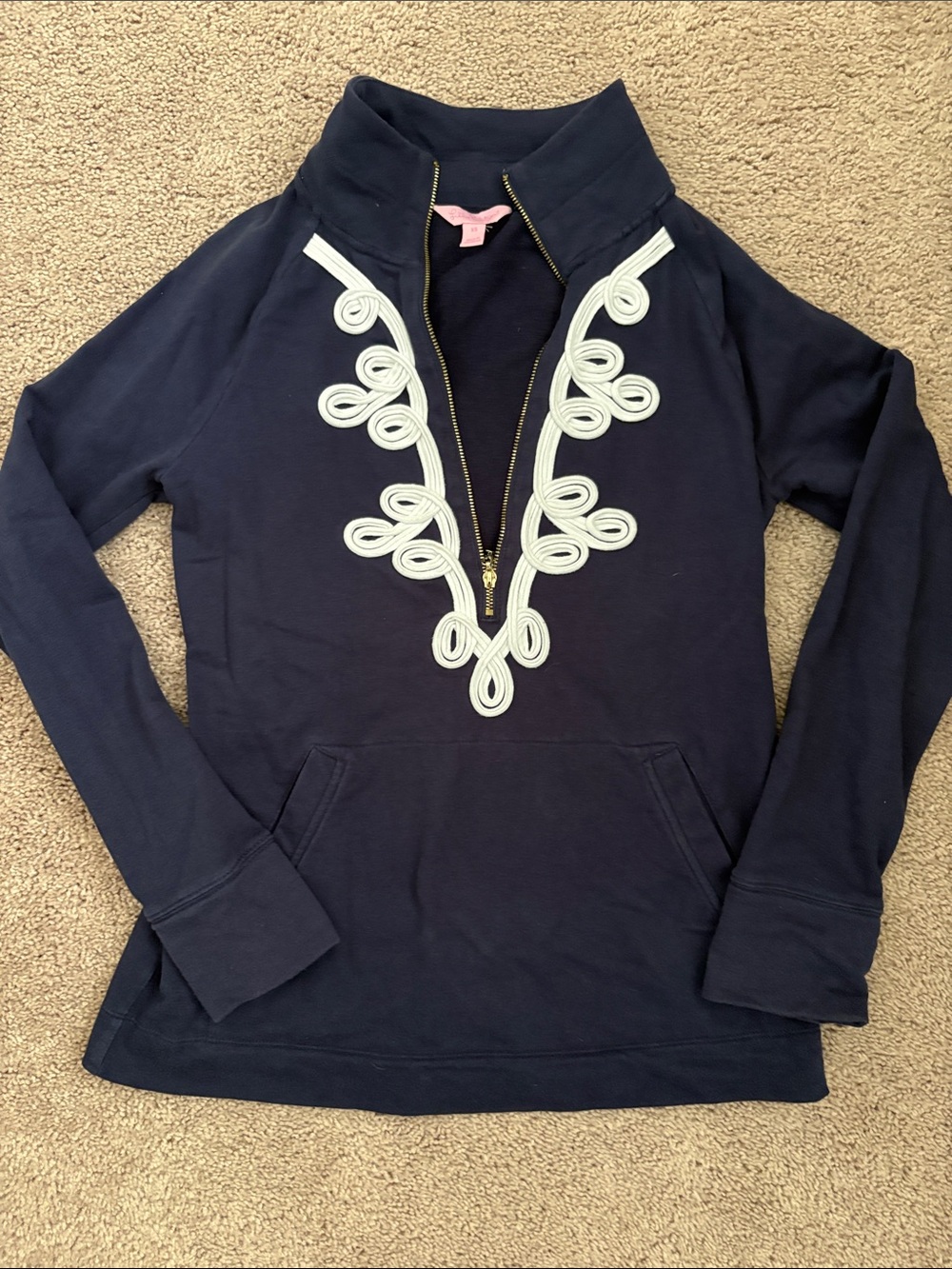 Lilly Pulitzer Navy Popover with White Embroidered Trim
